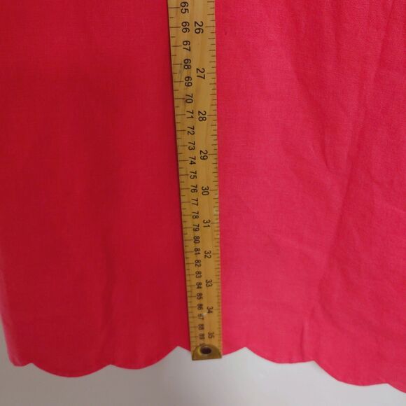 J. Crew Women's  Scalloped Linen Blend Shift Dress Guava Pink Size 8 - Picture 6 of 7